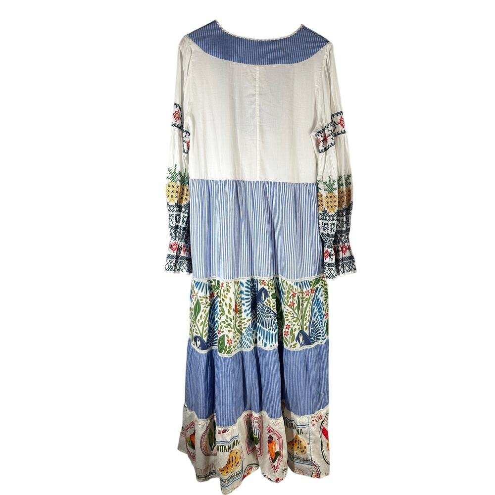 FARM Rio Blue White Multi-Color Embroidered Maxi Dress - Picture 3 of 14